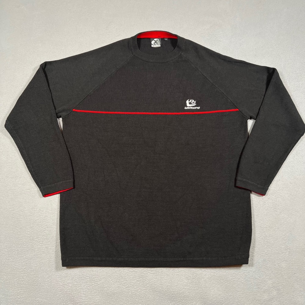 Vintage Billabong Sweater Mens M Black Acrylic Crew Neck Long Sleeve Y2K Surf‎